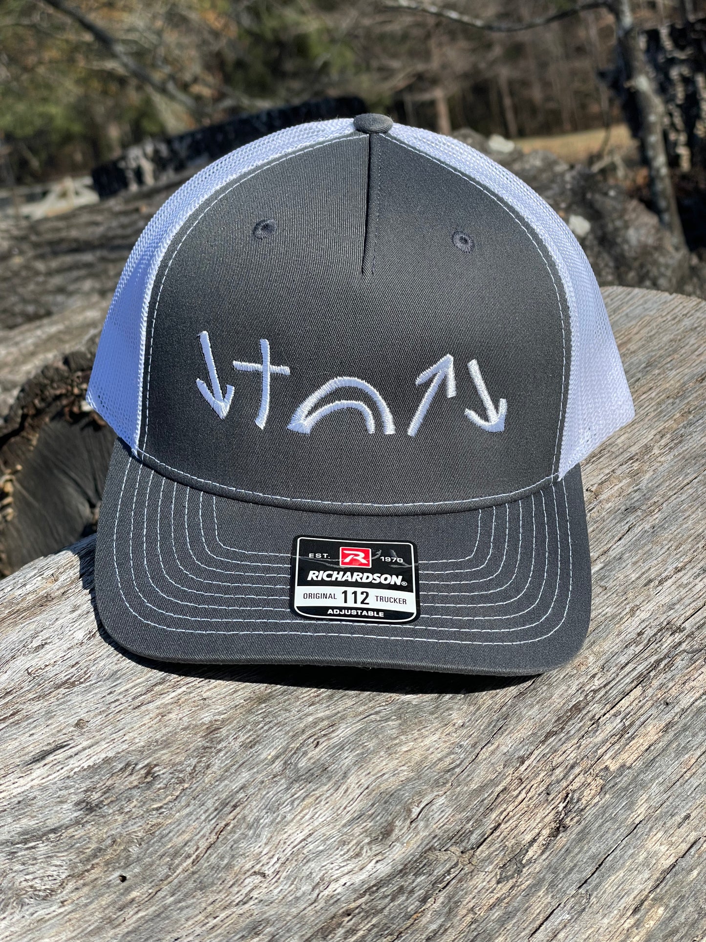 Gospel Symbols Hat - Charcoal and White Richardson 112FP (no seam)